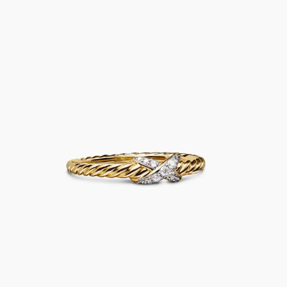 David Yurman Gold Single-Thread Diamond Ring - Picture 5 of 6